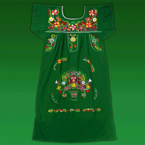 Vestido Donaji Verde Bordado, "L"
